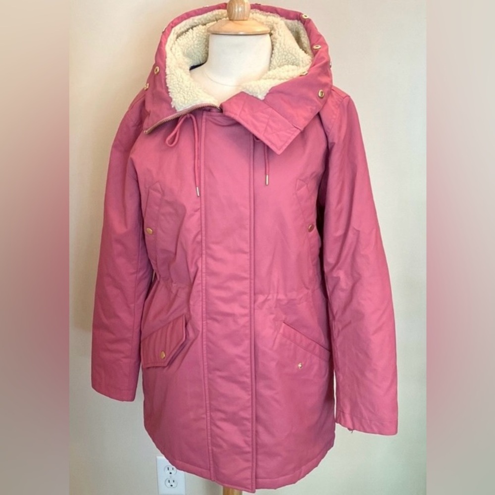 J. Crew Primaloft Pink Parka Hooded SZ M Cozy Cottagecore Gorpcore Chic Coat
